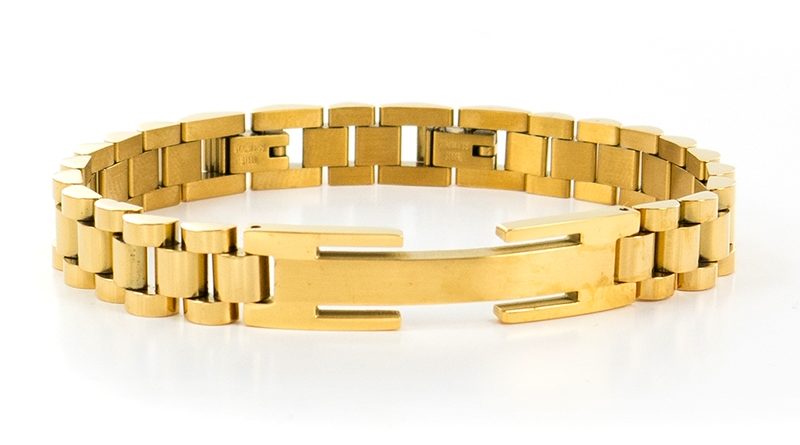 Bracelet "H" en acier doré