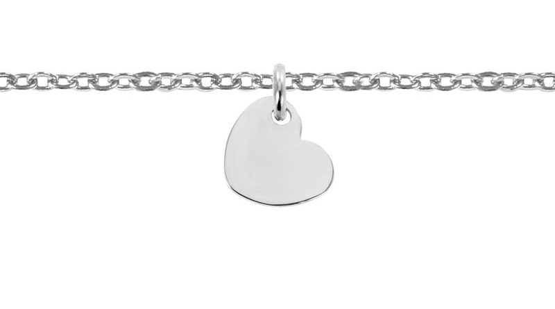 Bracelet de cheville petit cœur acier à personnaliser