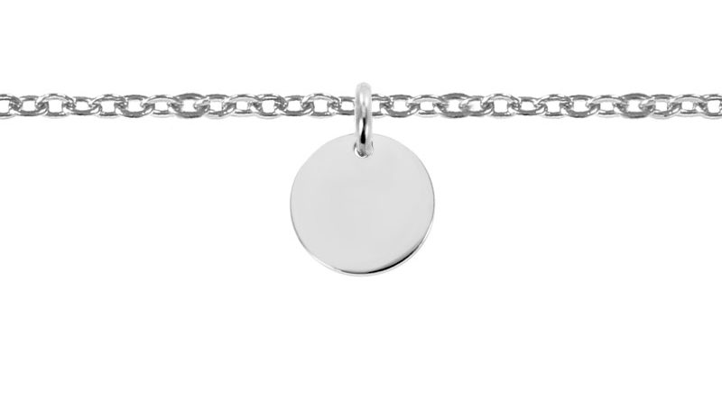 Bracelet petite cheville petite médaille acier à personnaliser