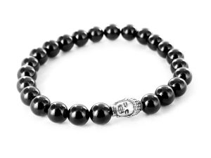 Bracelet perle onyx noir "Bouddha"