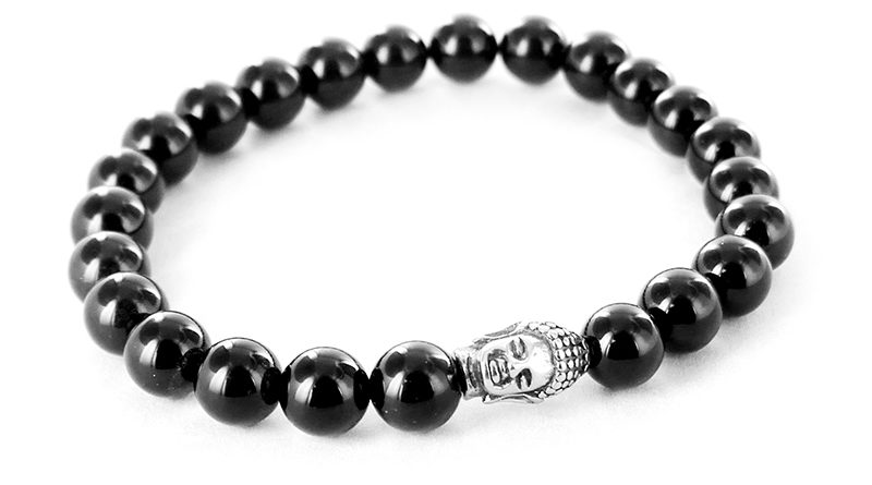 Bracelet perle onyx noir "Bouddha"