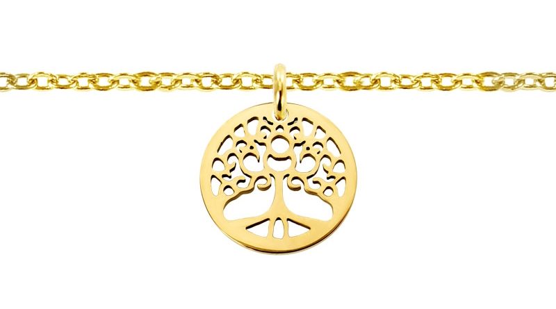 Bracelet arbre de vie acier doré