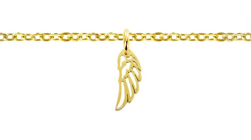 Bracelet de cheville aile d'ange acier doré