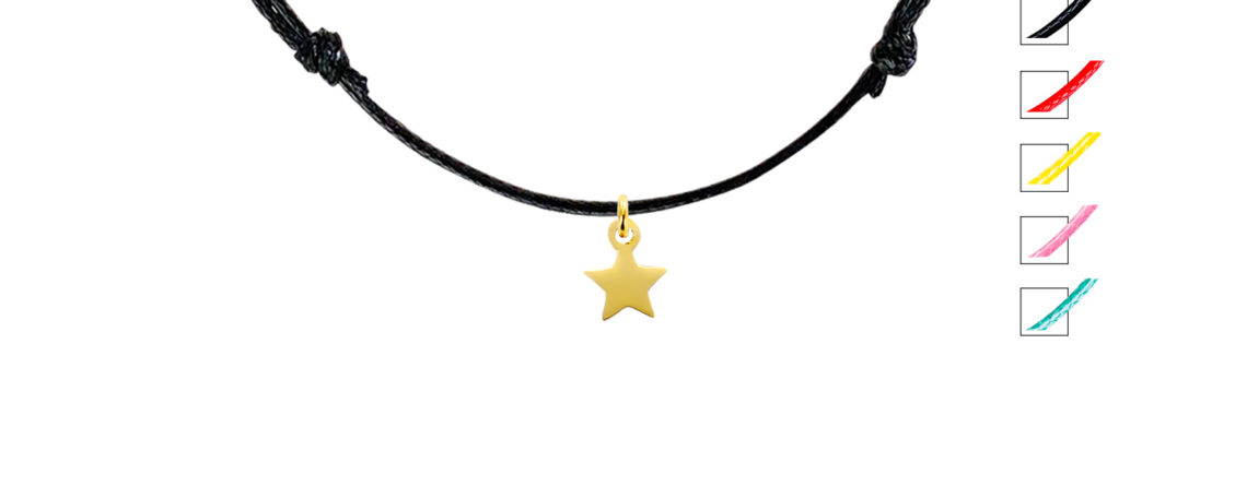 Collier cordon ajustable orné d'un pendentif étoile doré