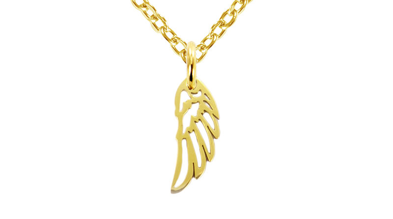 Collier aile d'ange acier doré