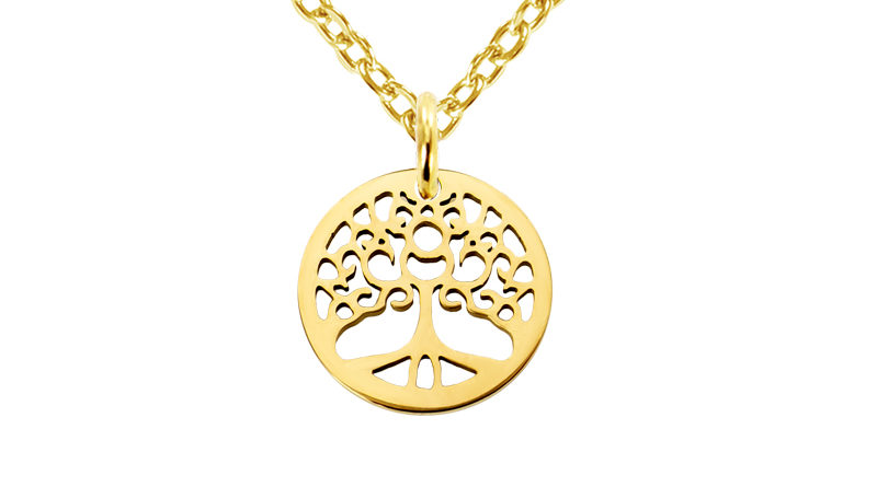 Collier arbre de vie acier doré