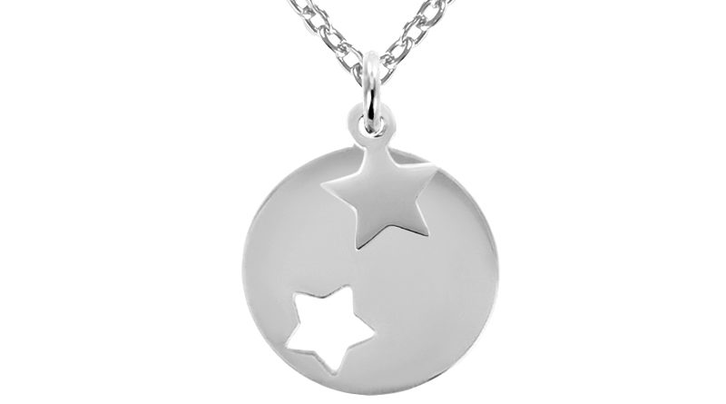 Collier médaille étoile et étoile acier à personnaliser