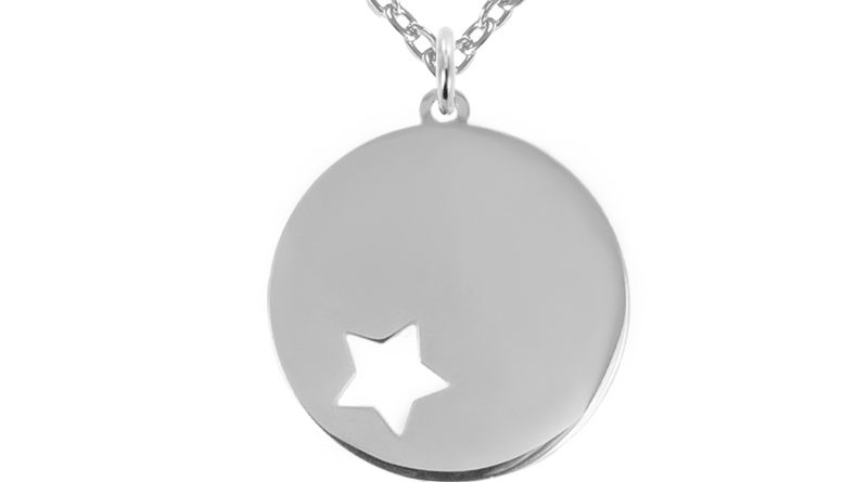 Collier acier grande médaille étoile à personnaliser