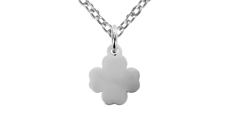 Collier en acier et petit trefle à personnaliser