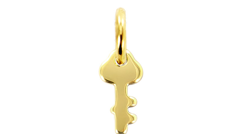 Pendentif acier doré clef