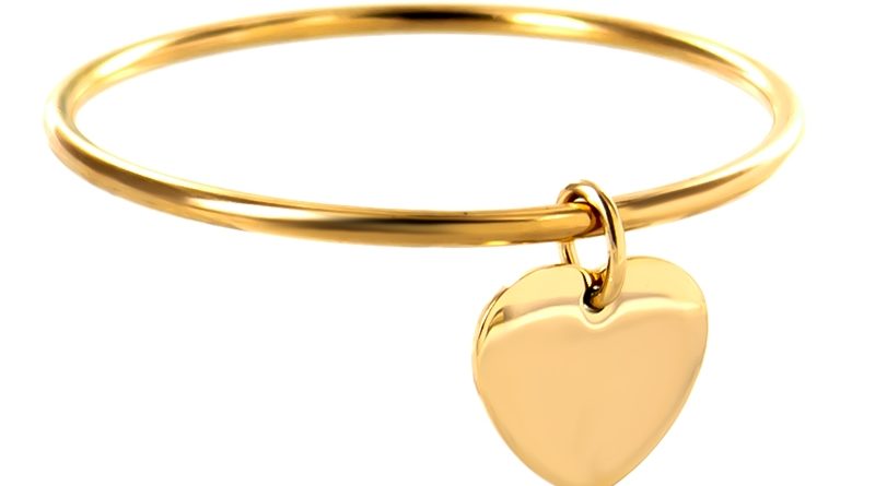 Bracelet jonc coeur acier doré à personnaliser