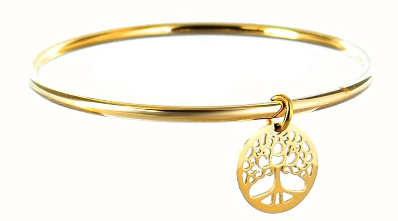 Bracelet jonc arbre de vie acier doré