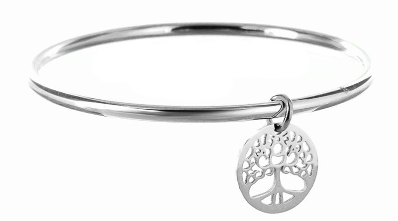 Bracelet jonc arbre de vie acier
