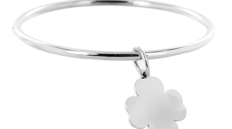 Bracelet jonc acier trèfle à personnaliser