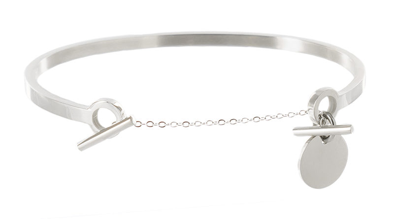 Bracelet jonc fermoir chaîne T et médaille à personnaliser