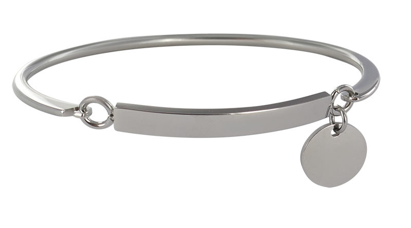 Bracelet jonc gourmette et médaille acier à personnaliser