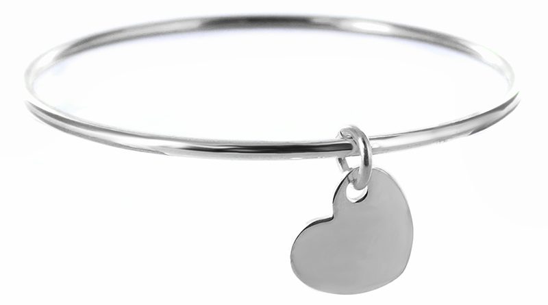 Bracelet jonc enfant petit coeur acier à personnaliser