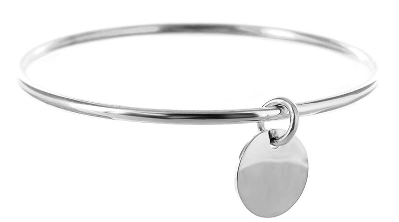 Bracelet jonc enfant petite médaille acier à personnaliser