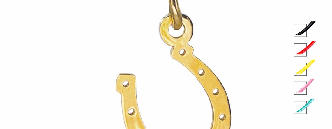 Collier cordon ajustable orné d'un pendentif fer à cheval doré