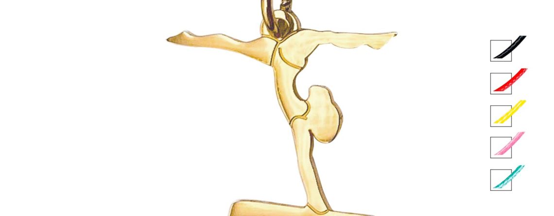 Collier cordon ajustable orné d'un pendentif gymnaste doré