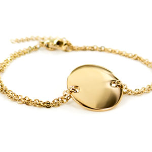 Bracelet Femme "Cannes" médaille acier doré à personnaliser