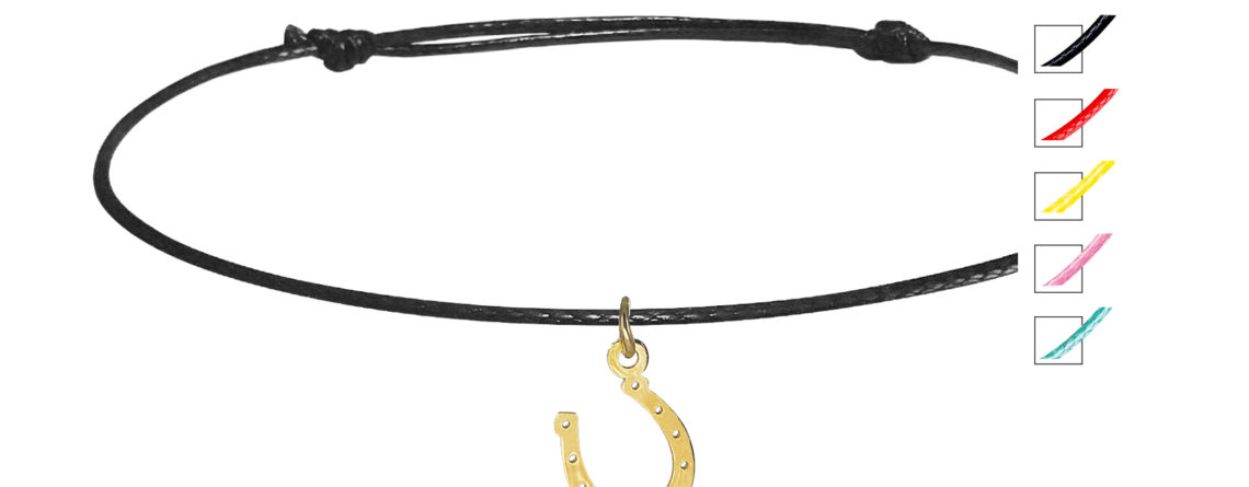 Bracelet cordon ajustable fer à cheval doré