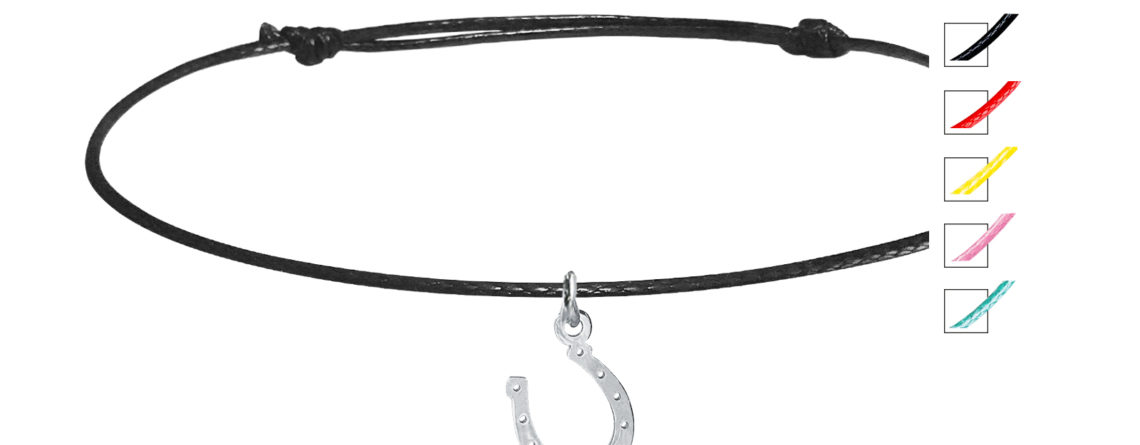 Bracelet cordon ajustable fer à cheval argenté