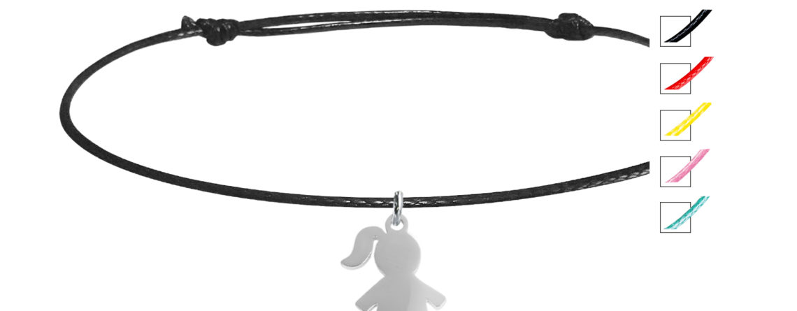 Bracelet cordon ajustable fille acier argenté