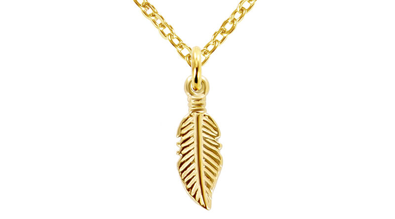 Collier plume acier doré