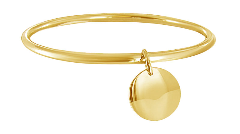 Bracelet jonc médaille acier doré à personnaliser