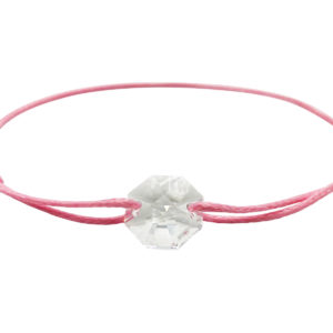 bracelet cordon rose avec cristal 10mm