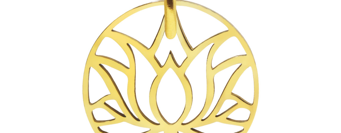 Pendentif fleur de lotus en acier inoxydable doré