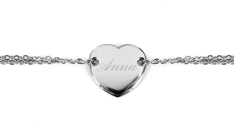 Bracelet Femme "Cannes Cœur " en acier inoxydable Argenté à personnaliser