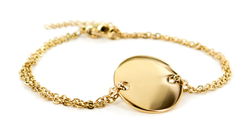 Bracelet Femme "Cannes" médaille acier doré à personnaliser