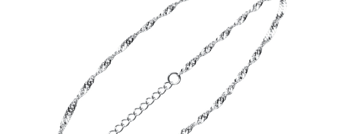 Chaîne de cheville maille Singapour en acier inoxydable argenté