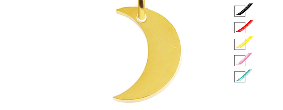 Collier cordon ajustable décoré d'un pendentif lune en acier inoxydable doré