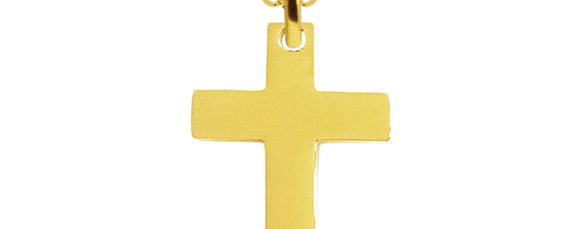 Collier orné d'un pendentif croix (25mm) en acier inoxydable doré
