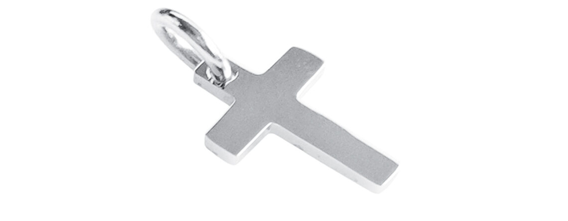 Pendentif croix à personnaliser en acier inoxydable argenté - 14mm