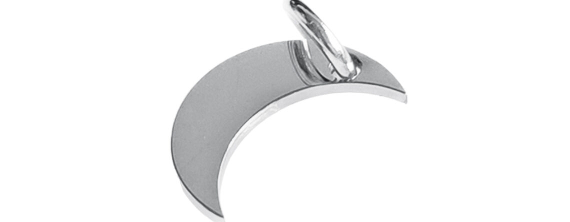 Pendentif lune en acier inoxydable argenté