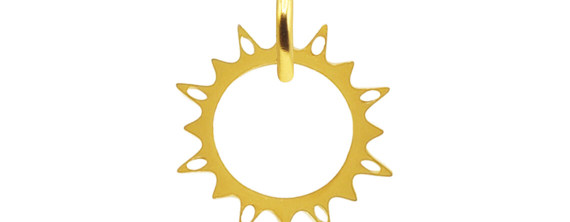 Pendentif soleil en acier inoxydable doré