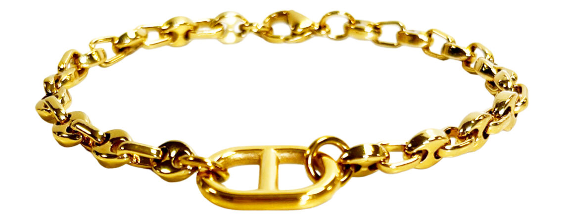 Bracelet maille marine chainage grain de café 5mm doré
