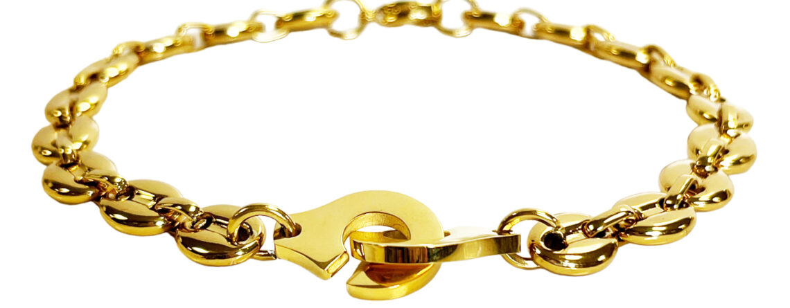 Bracelet menotte chainage doré grain de café 7mm