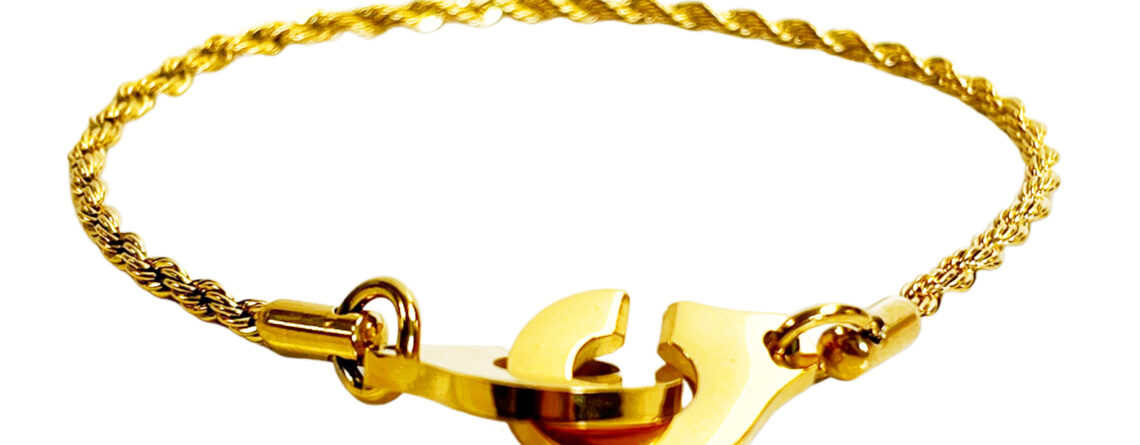 Bracelet menotte chainage maille corde 2mm doré