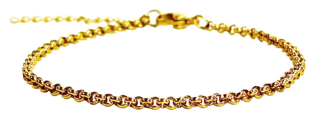 Bracelet maille jaseron en acier inoxydable doré - 2mm