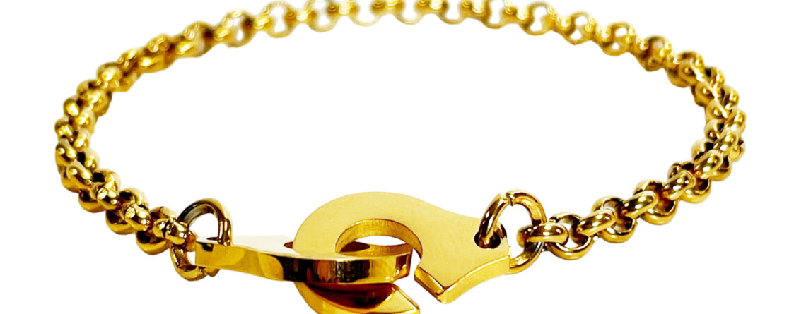 Bracelet menotte chainage maille jaseron 4mm doré