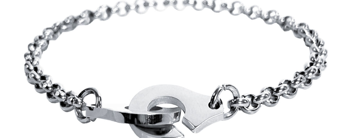 Bracelet menotte chainage maille jaseron 4mm argenté