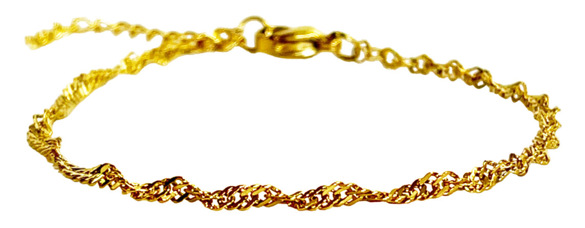 Bracelet maille Singapour en acier inoxydable doré - 2mm
