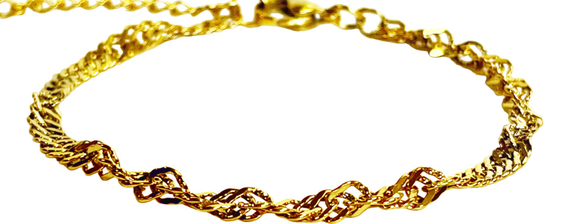 Bracelet maille Singapour en acier inoxydable doré - 4mm