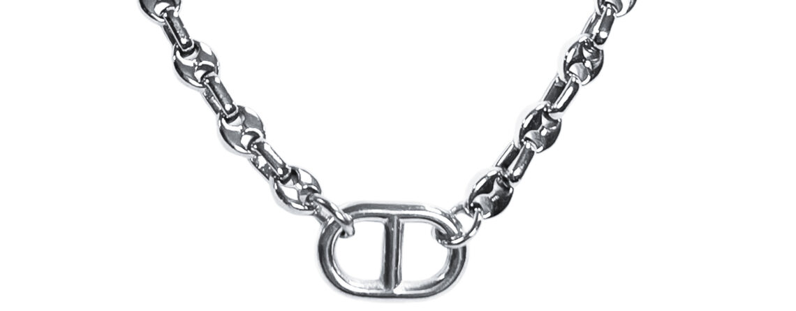 Collier maille marine chainage grain de café 5mm argenté