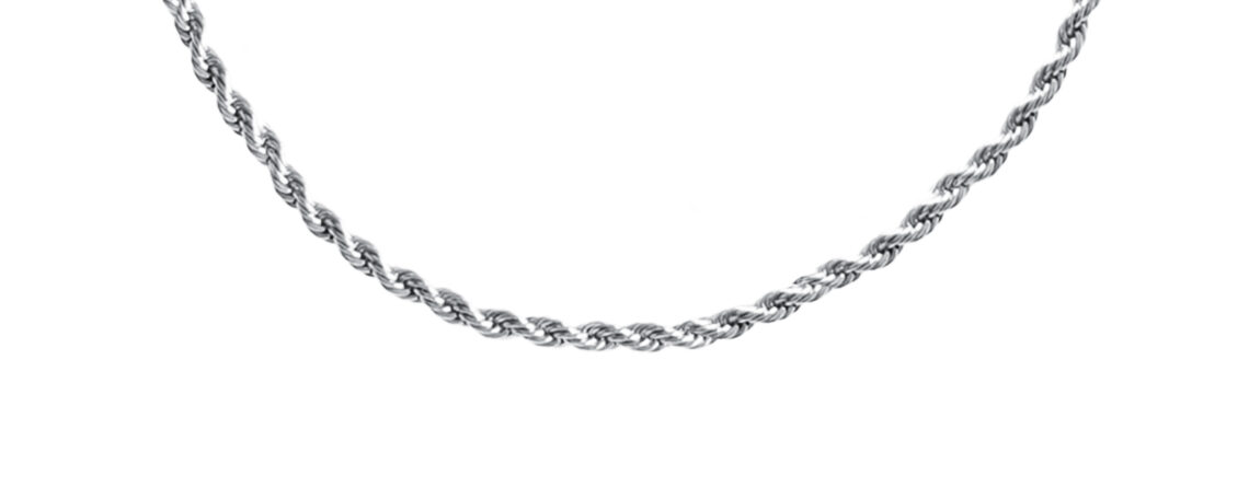 Collier maille corde en acier inoxydable argenté - 2mm